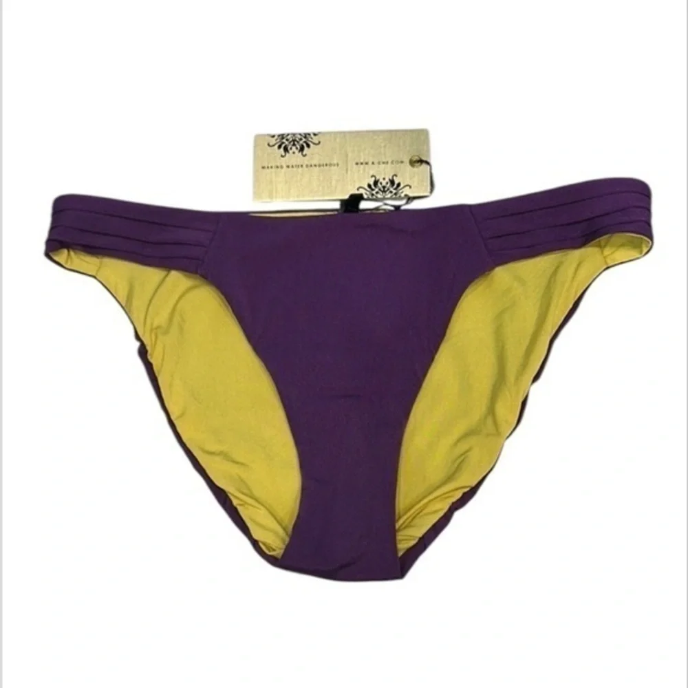 A. Che reversible swim bikini bottom Purple yellow size small